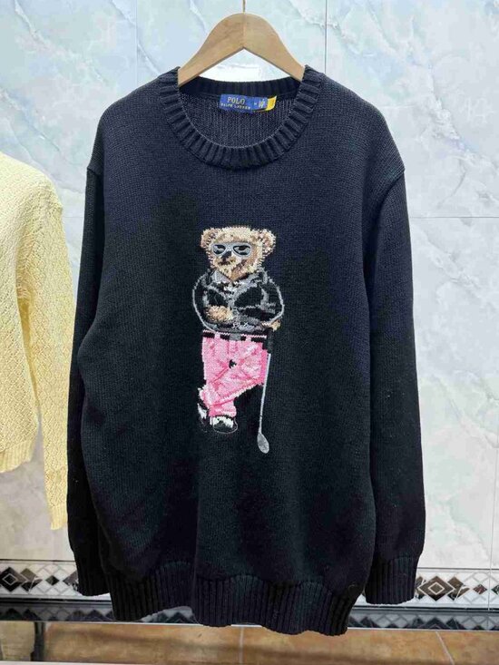 Polo Ralph Lauren Sweaters - Polo Ralph Lauren Golf Bear Black Crewneck Sweater